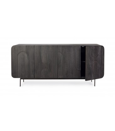Credenza 4 Ante ORISSA in legno di mango - NERO