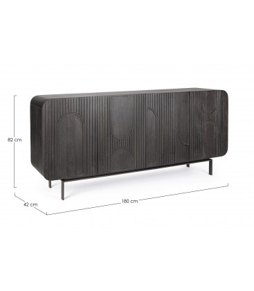Credenza 4 Ante ORISSA in legno di mango - NERO