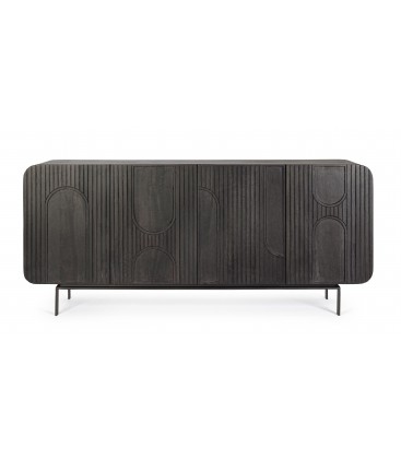 Credenza 4 Ante ORISSA in legno di mango - NERO