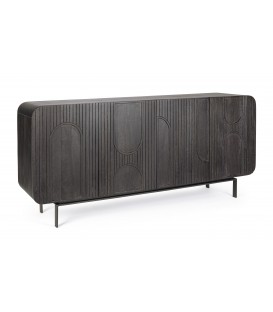 Credenza 4 Ante ORISSA in legno di mango - NERO