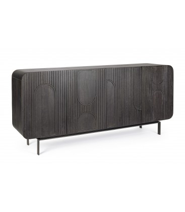 Credenza 4 Ante ORISSA in legno di mango - NERO