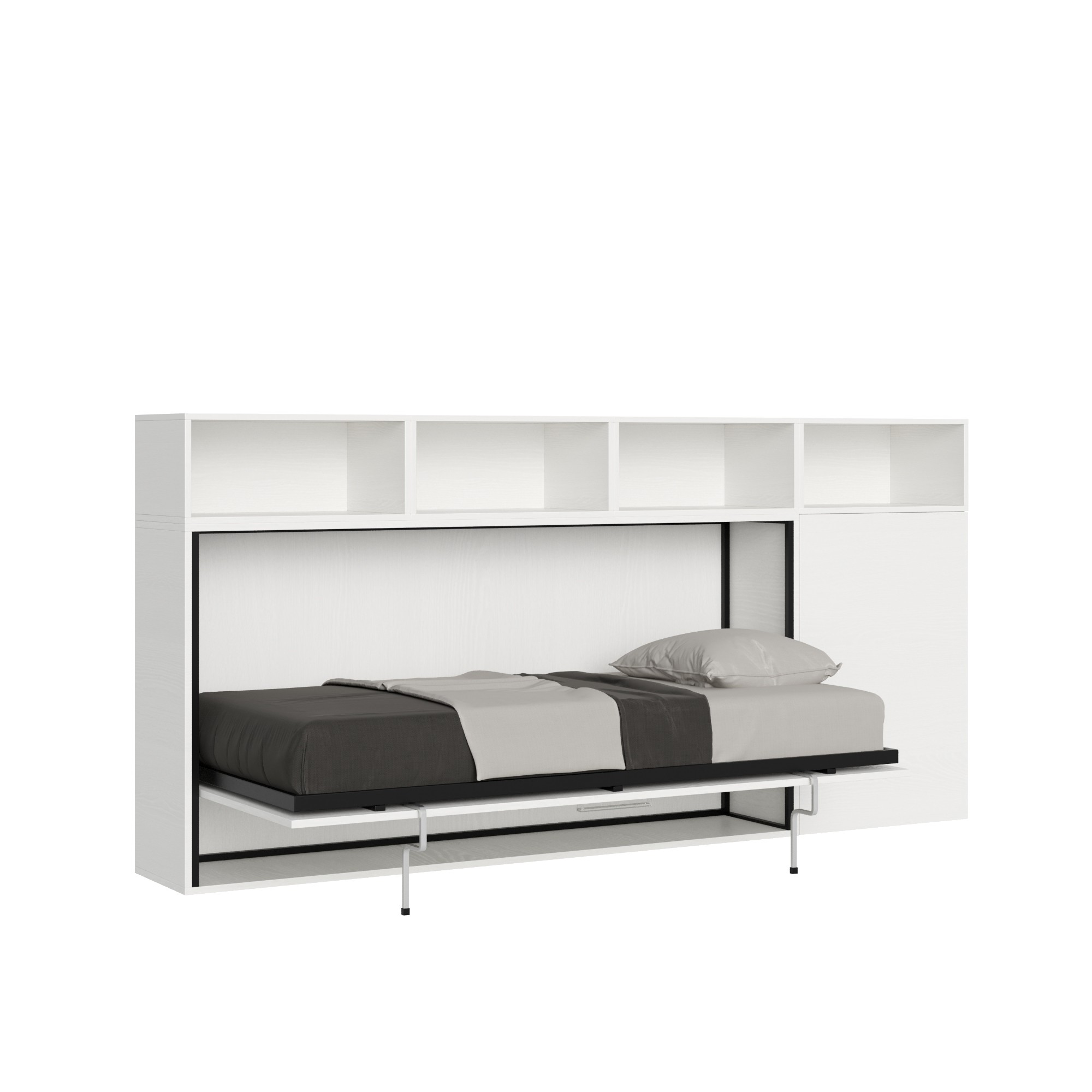 Letto singolo a scomparsa Kando - Bianco frassino