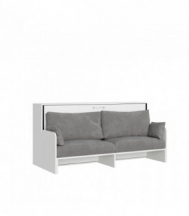 Letto Singolo a Scomparsa Kando con Divano - Bianco Frassino e Grigio