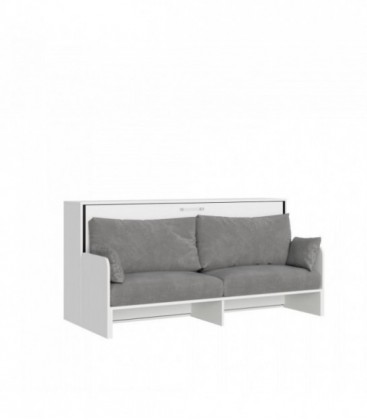 Letto Singolo a Scomparsa Kando con Divano - Bianco Frassino e Grigio