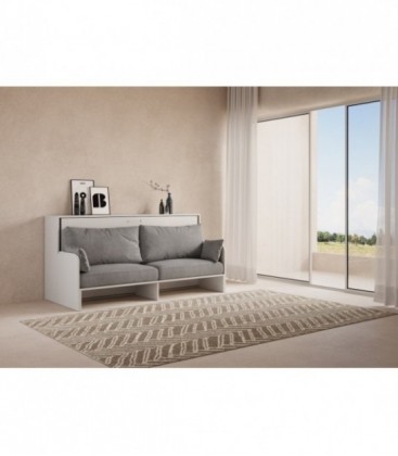 Letto Singolo a Scomparsa Kando con Divano - Bianco Frassino e Grigio