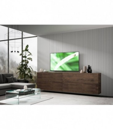 Parete Attrezzata Porta TV Isoka A102 - Composizione Modulare 4 Pensili Orizzontali