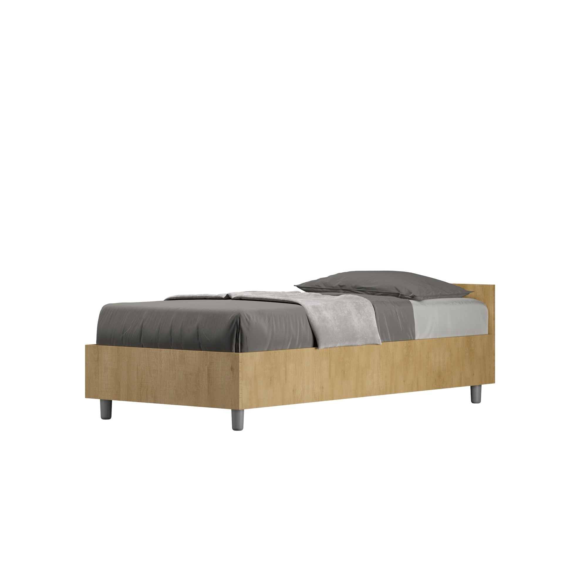 Letto singolo 80x190 Nuamo Senza Rete - Quercia