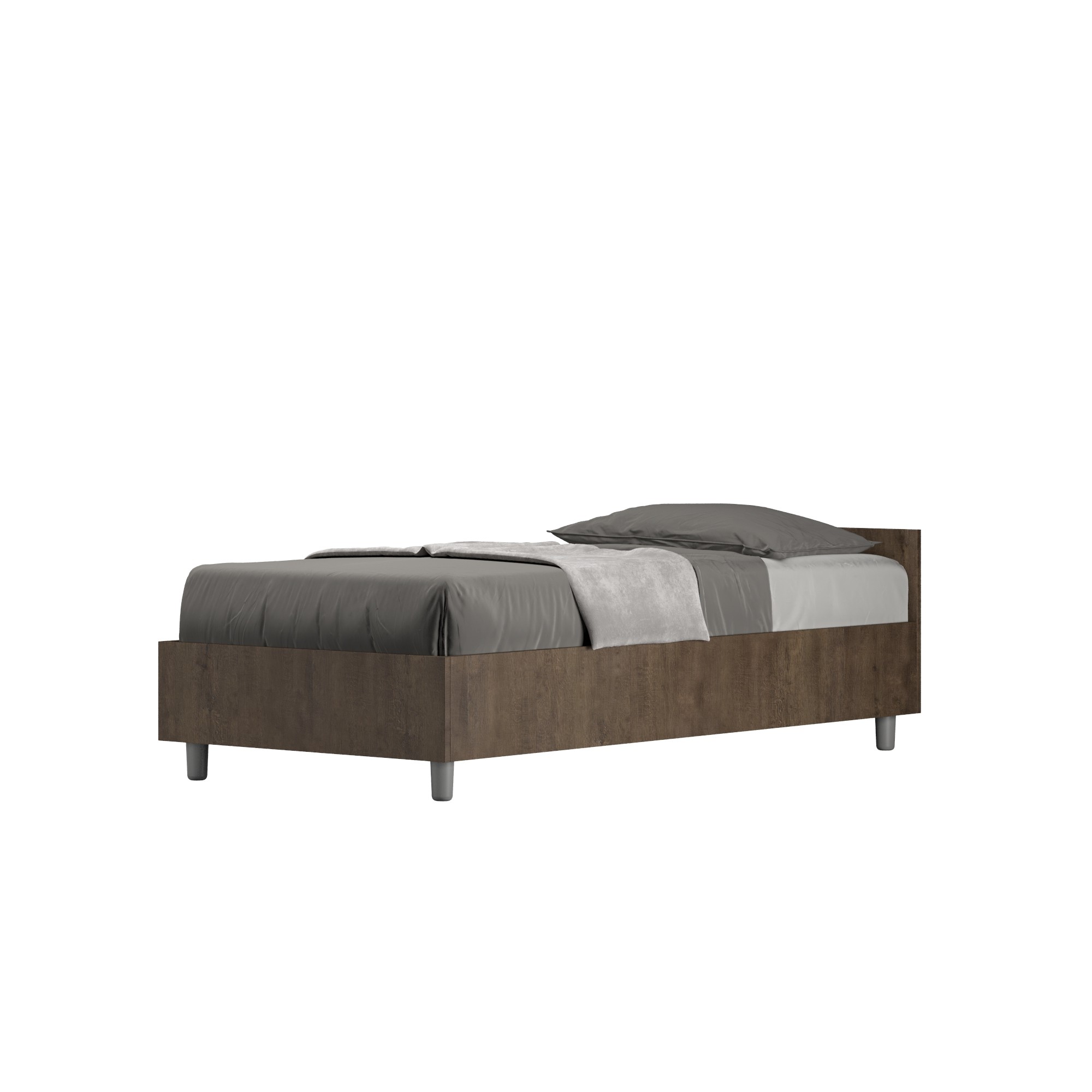 Letto singolo Nuamo con rete 80x200 - Noce