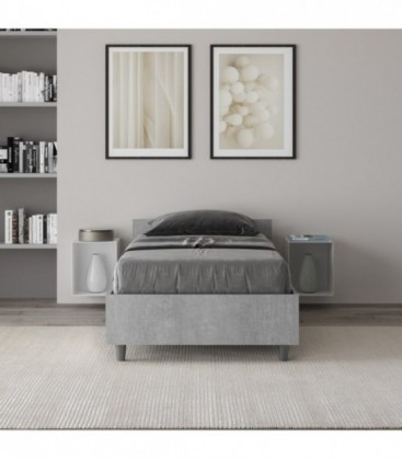 Letto singolo Nuamo con rete 80x200 - Cemento