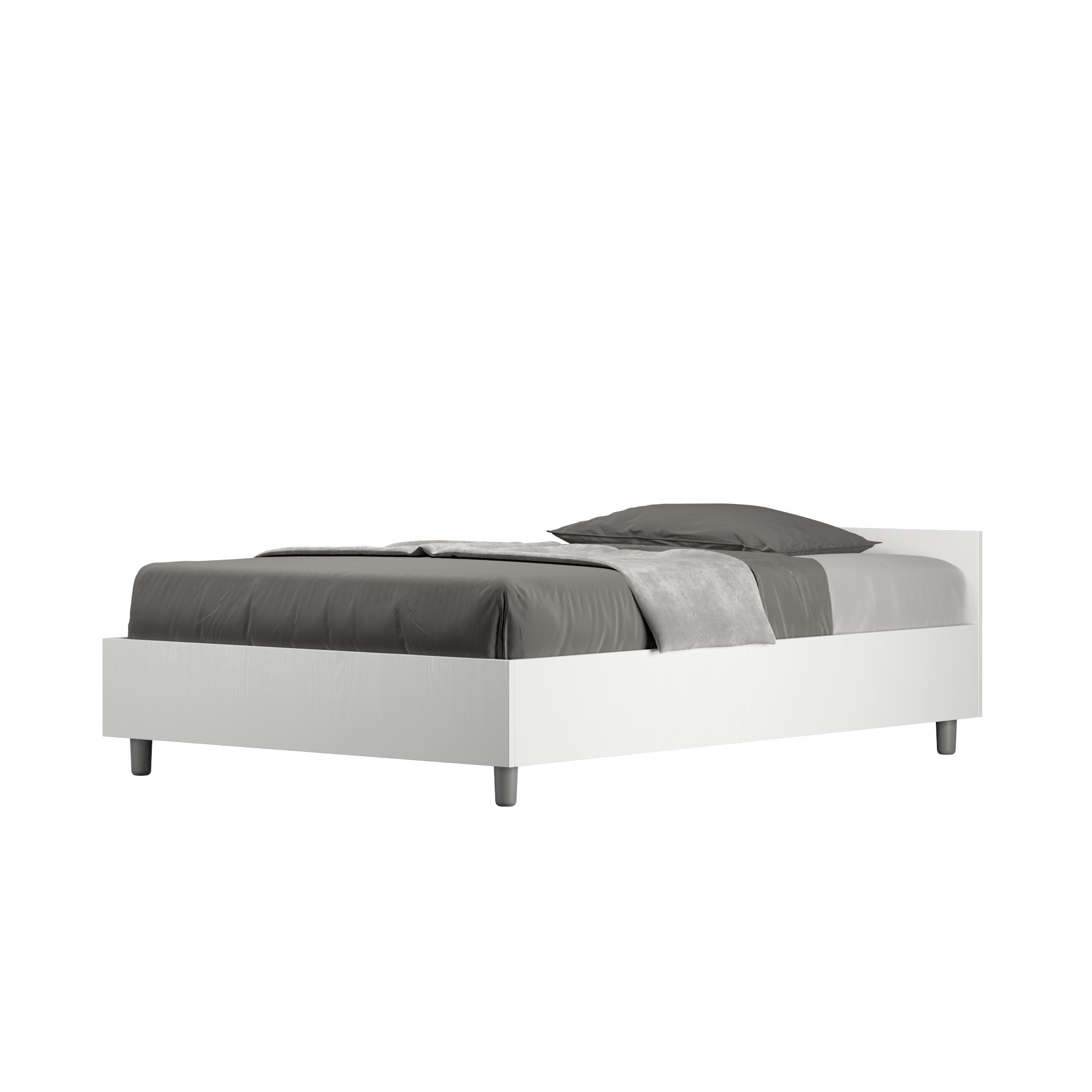 Letto una piazza e mezza Nuamo senza rete 120x190 - Bianco Frassino