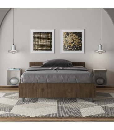 Letto una piazza e mezza Nuamo con rete 120x190 - Noce