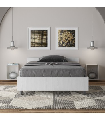 Letto una piazza e mezza Nuamo senza rete 120x190 - Bianco Frassino
