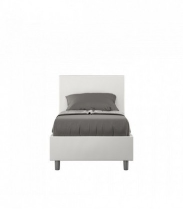 Letto singolo Adele imbottito 80x190 senza rete - rivestimento similpelle bianco