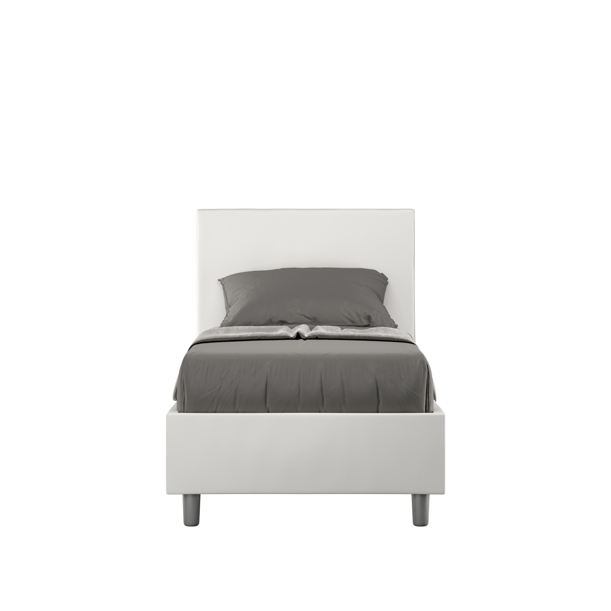 Letto singolo Adele imbottito 80x190 senza rete - rivestimento similpelle bianco