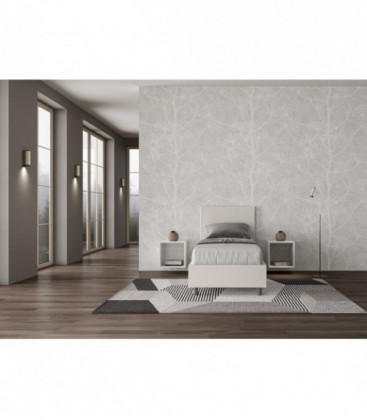 Letto singolo Adele imbottito 80x190 senza rete - rivestimento similpelle bianco