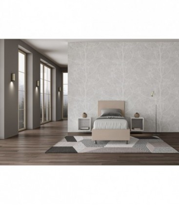 Letto singolo Adele imbottito 80x190 senza rete - rivestimento similpelle tortora