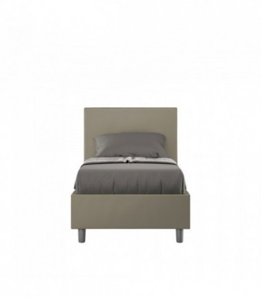 Letto singolo Adele imbottito 80x190 con rete - rivestimento similpelle cappuccino