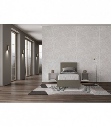 Letto singolo Adele imbottito 80x190 con rete - rivestimento similpelle cappuccino