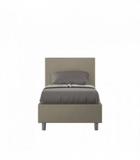 Letto singolo Adele imbottito 80x190 contenitore - rivestimento similpelle cappuccino