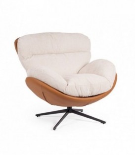 Poltrona Adinda in tessuto e similpelle - Beige