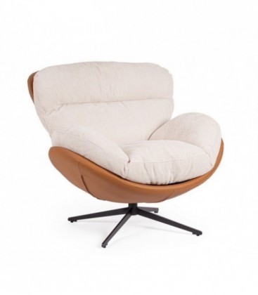 Poltrona Adinda in tessuto e similpelle - Beige