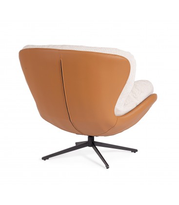 Poltrona Adinda in tessuto e similpelle - Beige