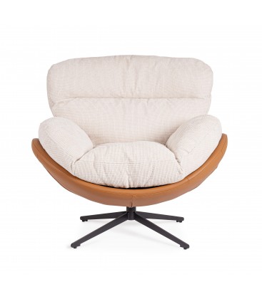 Poltrona Adinda in tessuto e similpelle - Beige