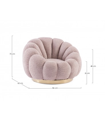 Poltrona Girevole Florel - Rosa Antico