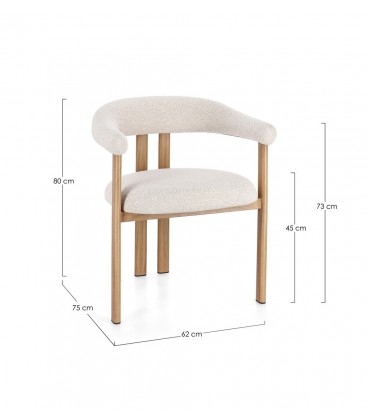 Sedia GIUDITTA con braccioli Rovere e Beige