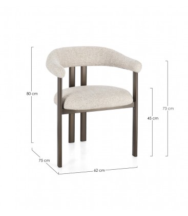 Sedia GIUDITTA con braccioli Bronzo e Sabbia