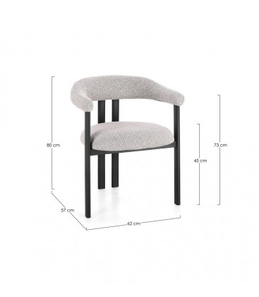 Sedia GIUDITTA con braccioli Nero e Grigio