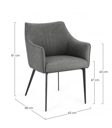 Sedia RUSSELL con braccioli colore Grigio Scuro