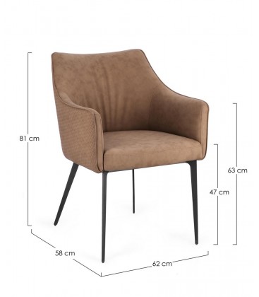Sedia RUSSELL con braccioli colore Cappuccino