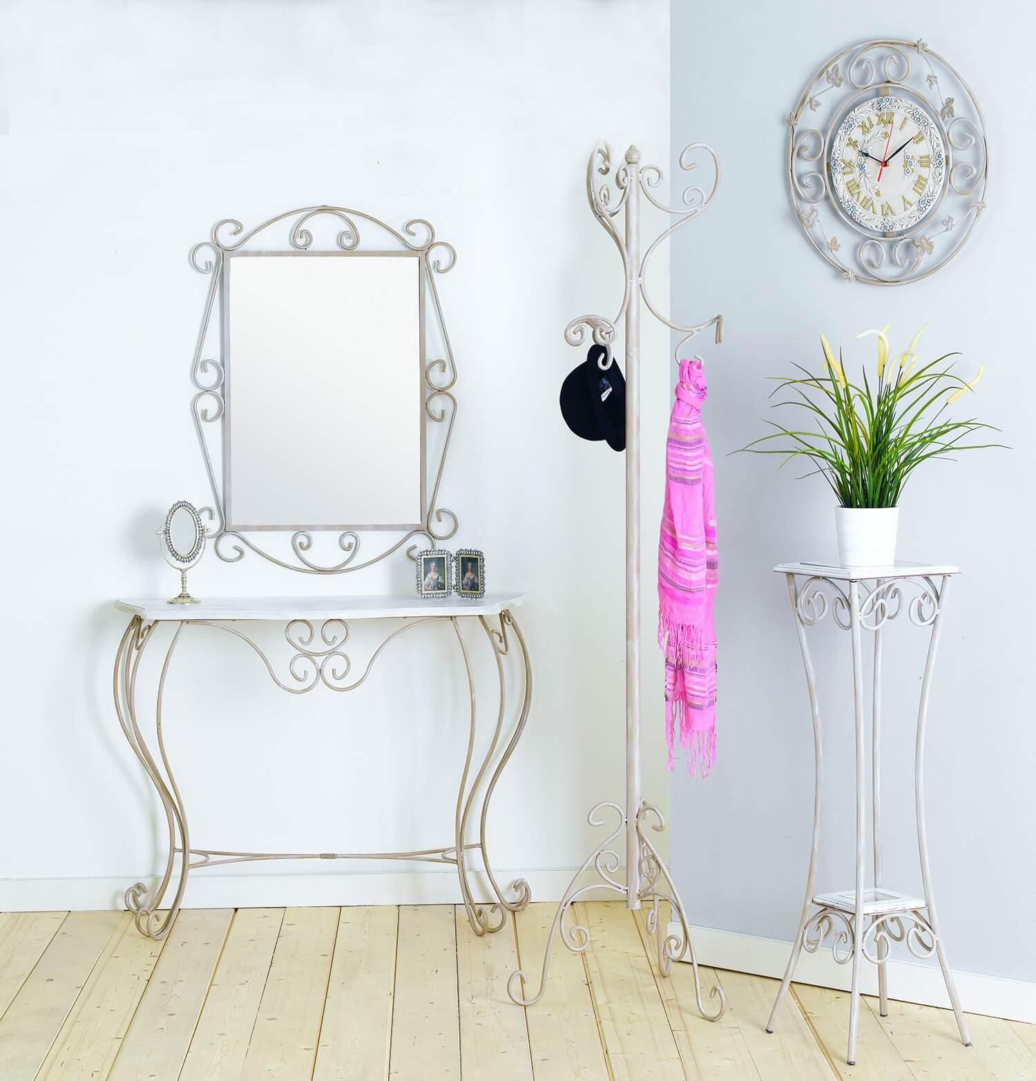 Set arredo ingresso in ferro battuto artigianale 5 pz