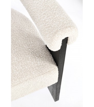 Sedia con braccioli AGAPE in legno Nero e rivestimento Beige