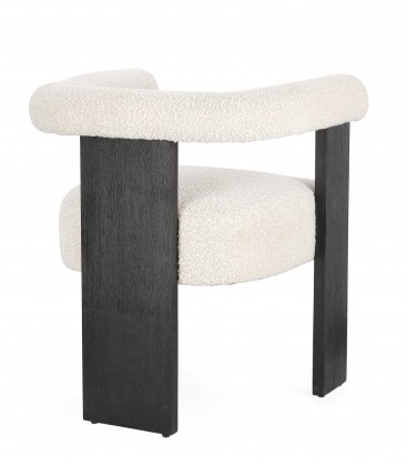 Sedia con braccioli AGAPE in legno Nero e rivestimento Beige