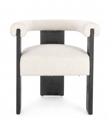 Sedia con braccioli AGAPE in legno Nero e rivestimento Beige