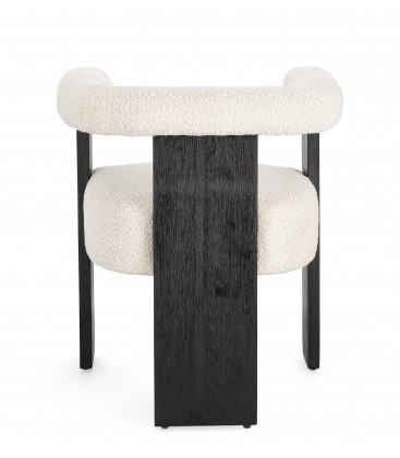 Sedia con braccioli AGAPE in legno Nero e rivestimento Beige