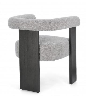 Sedia con braccioli AGAPE in legno Nero e rivestimento Grigio