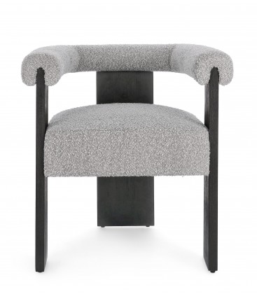 Sedia con braccioli AGAPE in legno Nero e rivestimento Grigio