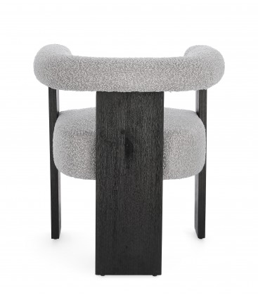 Sedia con braccioli AGAPE in legno Nero e rivestimento Grigio