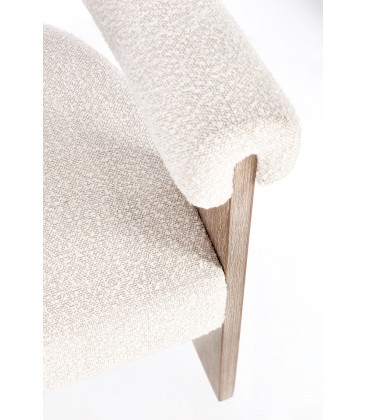 Sedia con braccioli AGAPE in legno Naturale e rivestimento Beige