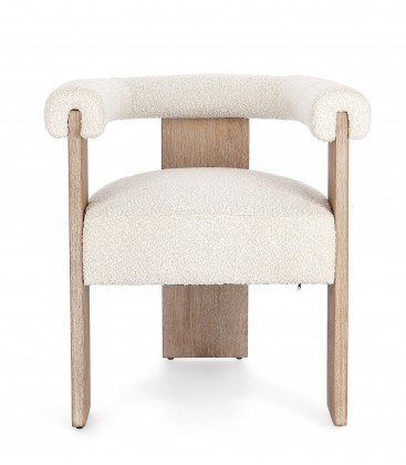 Sedia con braccioli AGAPE in legno Naturale e rivestimento Beige