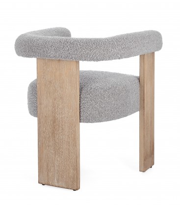 Sedia con braccioli AGAPE in legno Naturale e rivestimento Grigio