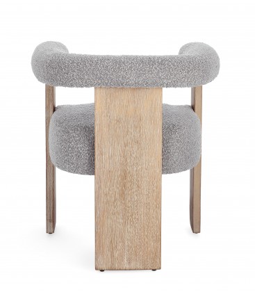 Sedia con braccioli AGAPE in legno Naturale e rivestimento Grigio