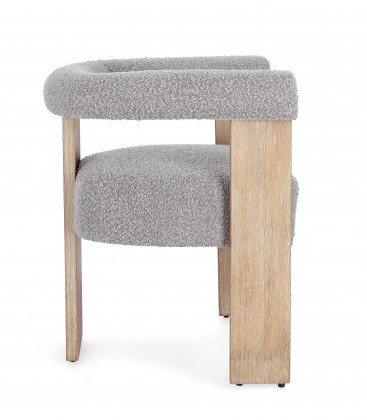 Sedia con braccioli AGAPE in legno Naturale e rivestimento Grigio