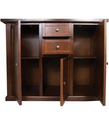 Credenza 4 porte in legno arte povera con 2 ante vetrate