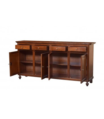 Credenza in legno arte povera 4 porte 4 cassetti Noce