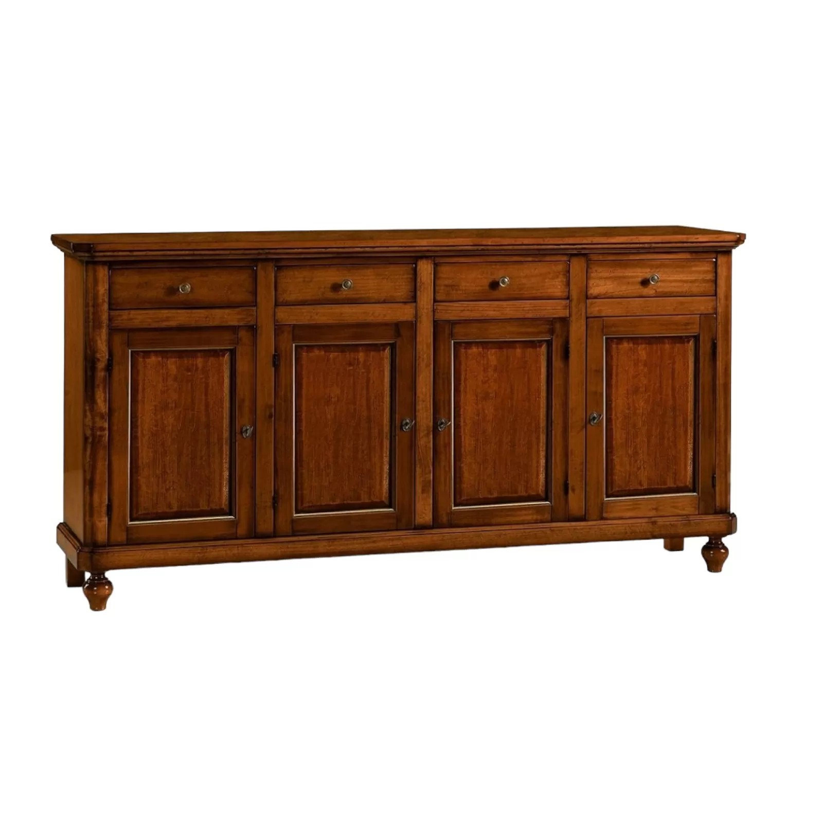 Credenza in legno arte povera 4 porte 4 cassetti Noce