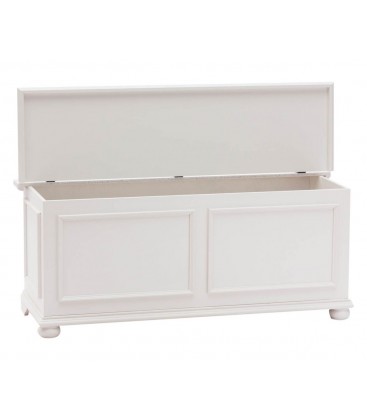 Cassapanca 120 cm in legno con piedi a cipolla Bianco Opaco